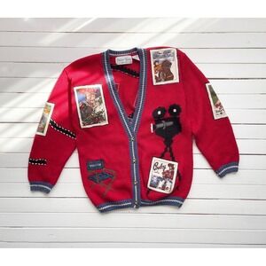 vtg Sharon Young John Wayne classic spaghetti western novelty cardigan sweater